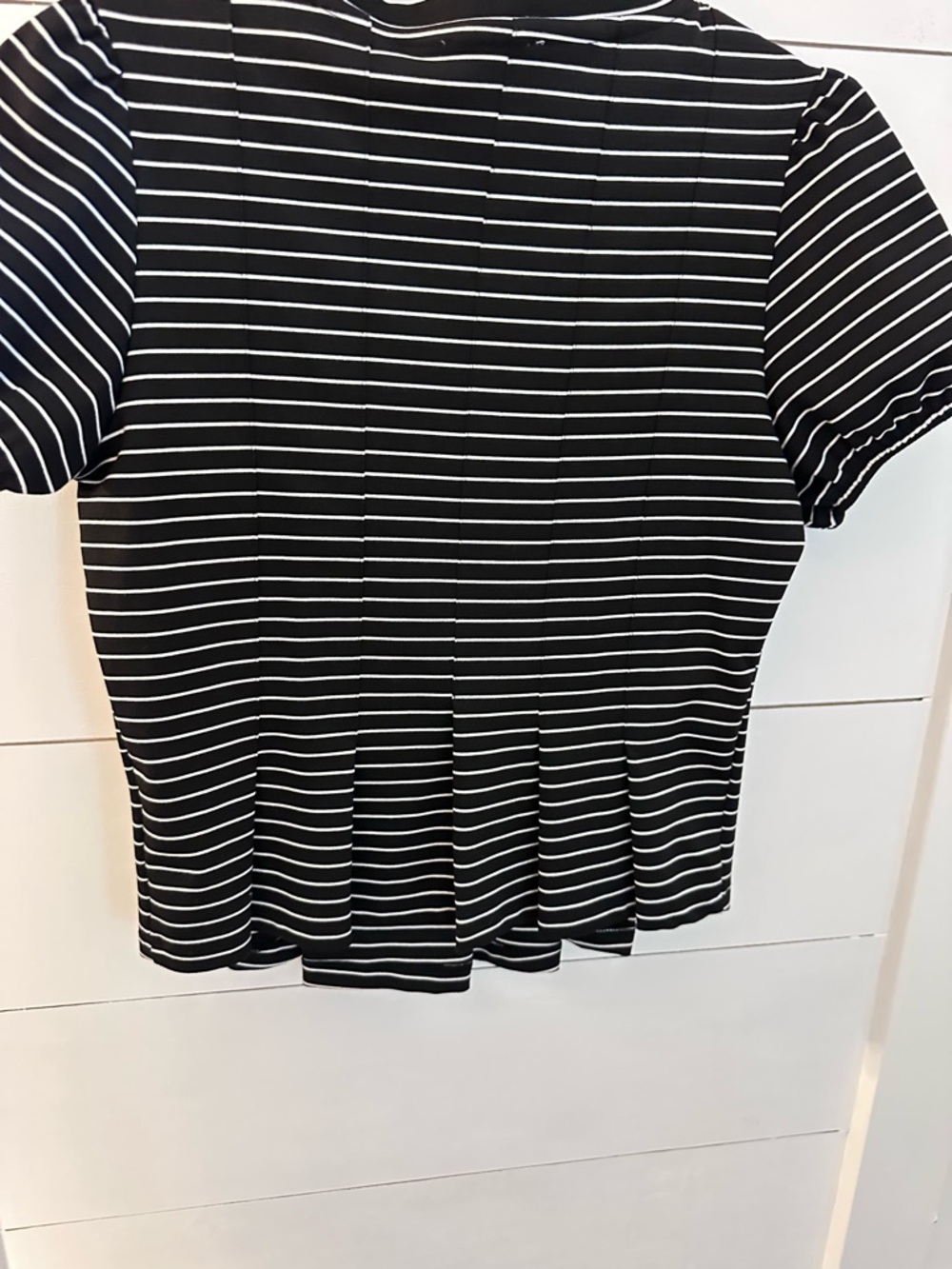ANTHROPOLOGY MAEVE S Corset Peplum black-White stripe short sleeve stretch top - Picture 9 of 13